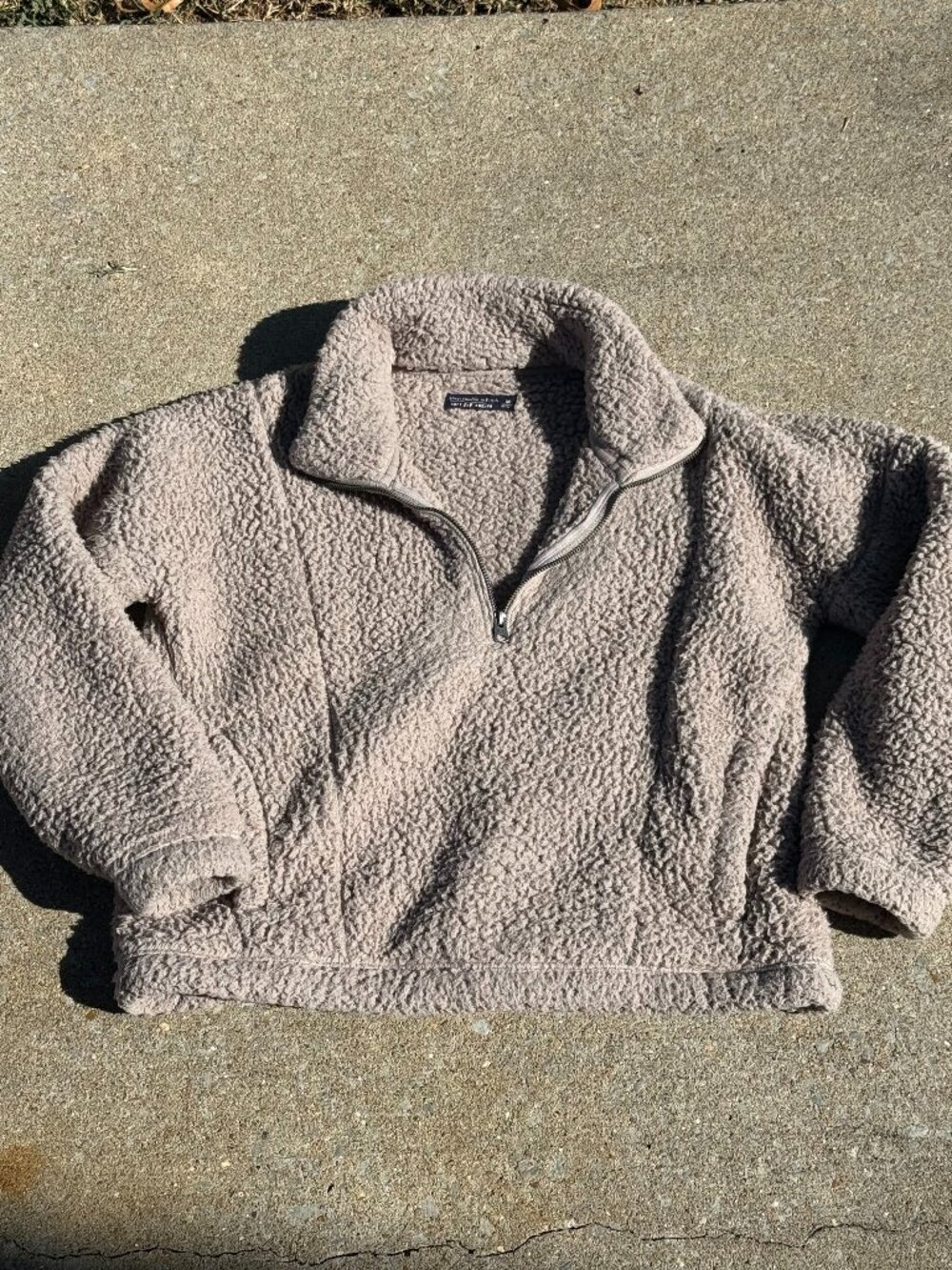 Abercrombie & Fitch Sherpa Quarter Zip M Taupe Teddy Fleece Cozy Gorpcore 4335